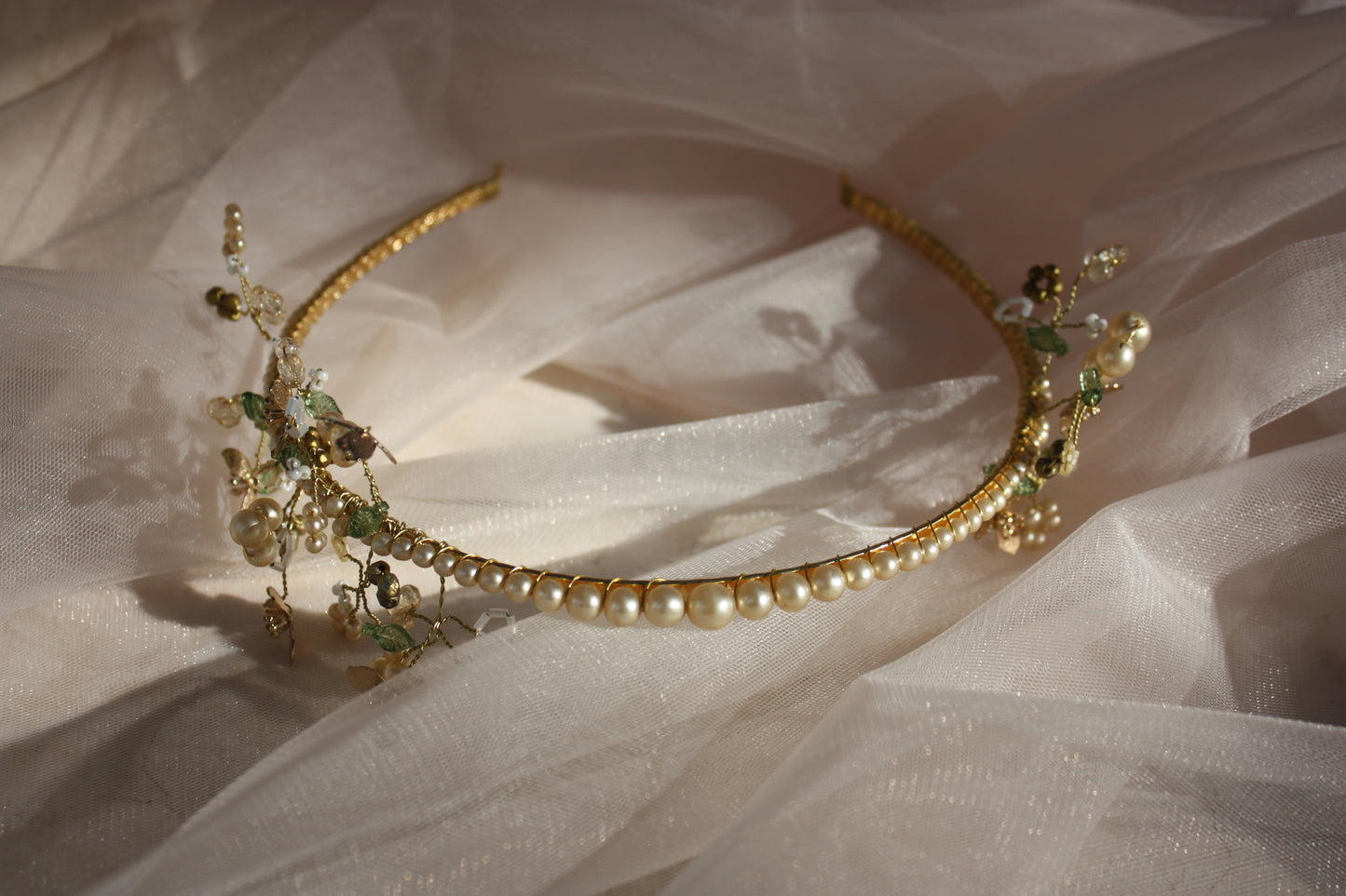 one of a kind floral and beaded tiara