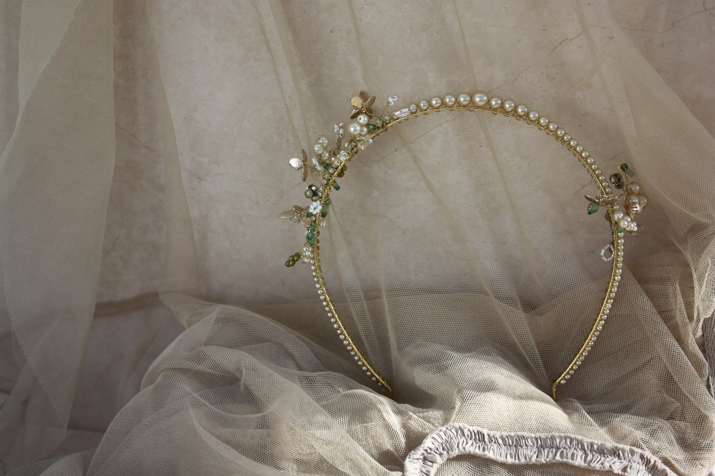 one of a kind floral and beaded tiara