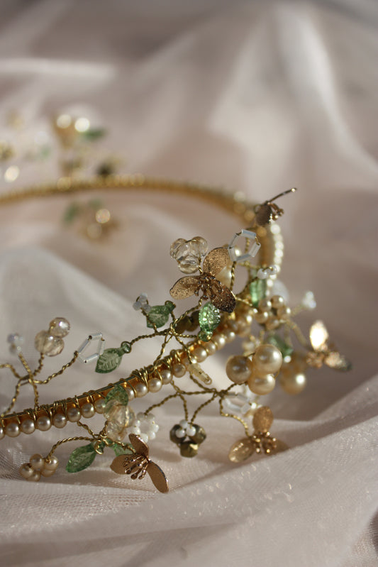 one of a kind floral and beaded tiara