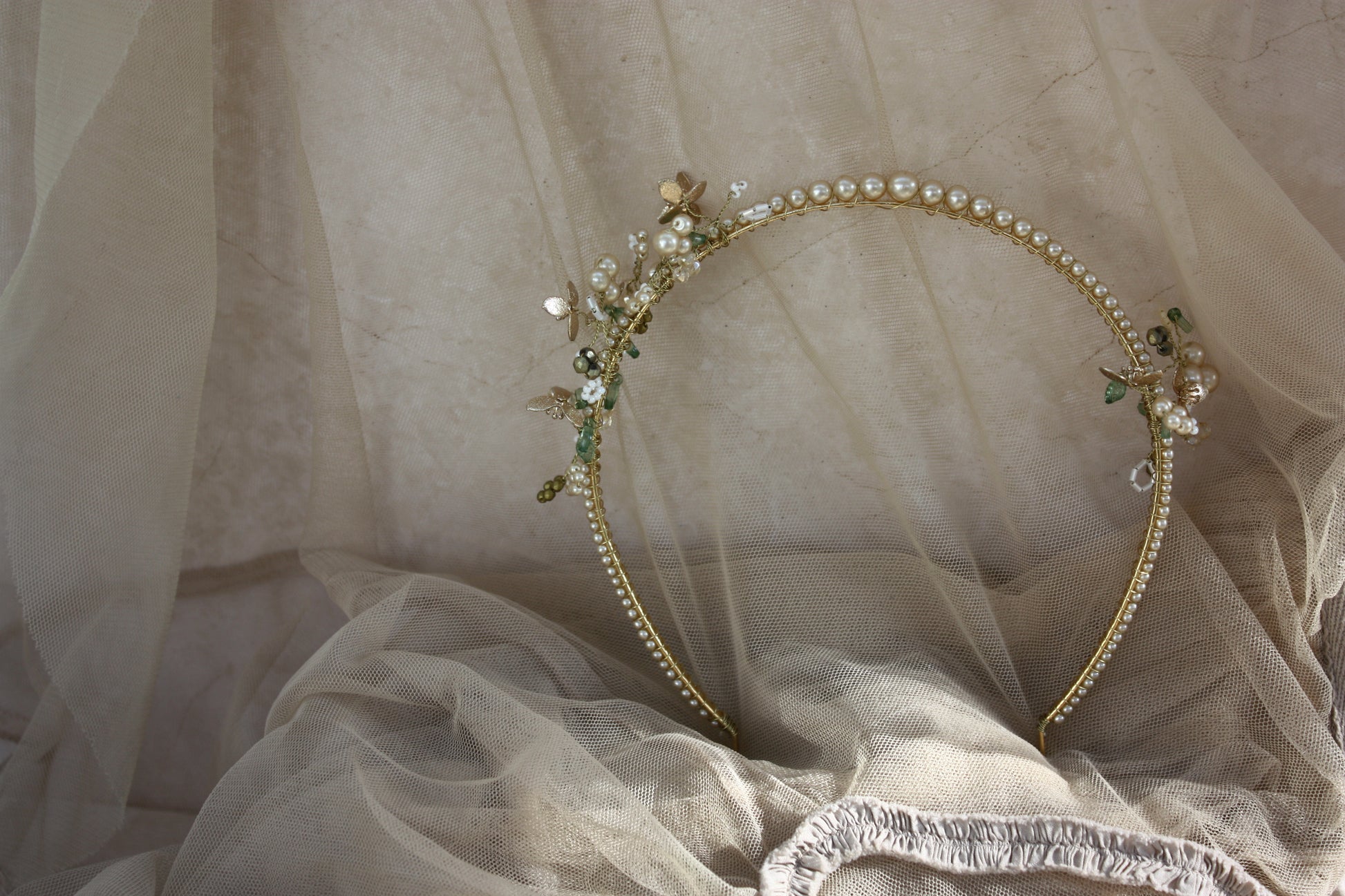 one of a kind floral and beaded tiara
