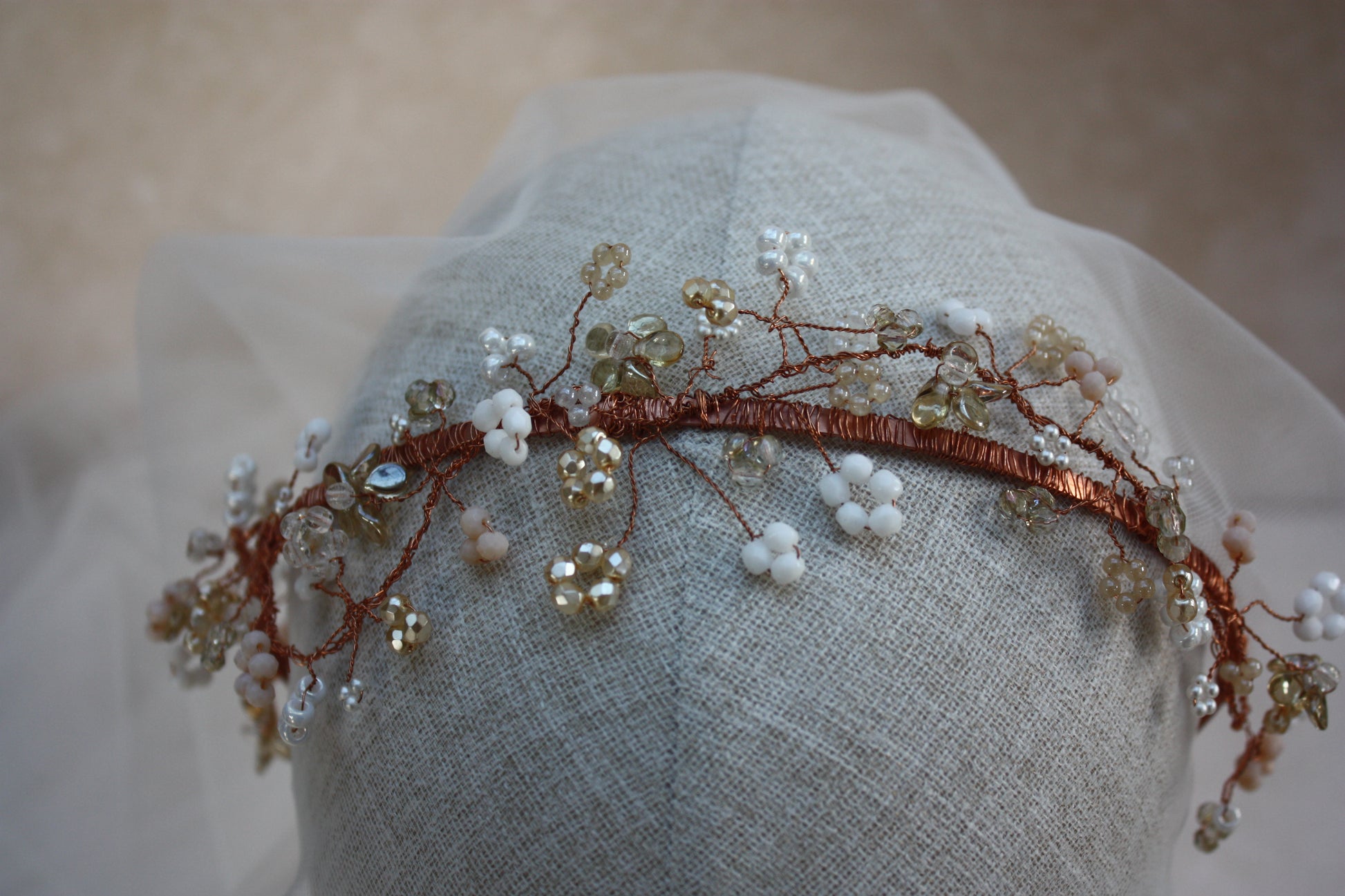 one of a kind Copper vines bridal tiara 