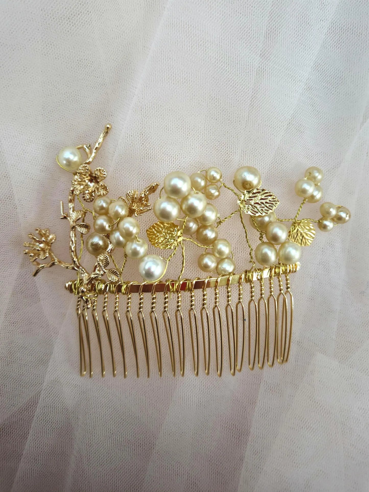 one of a kind vintage and floral hair comb