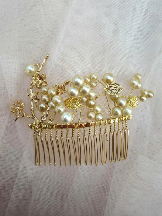 one of a kind vintage and floral hair comb